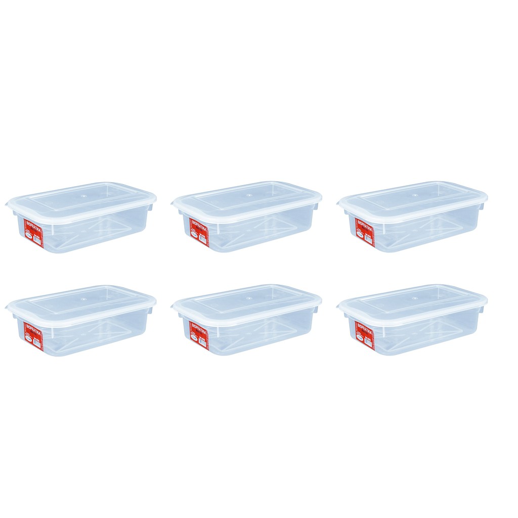 6 Caixas Plásticas Com Tampa Transparente Multi Uso 1,3 L 0318