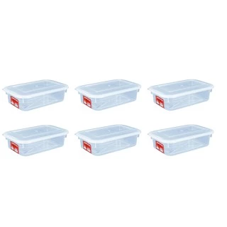 6 Caixas Plásticas Com Tampa Transparente Multi Uso 1,3 L 0318