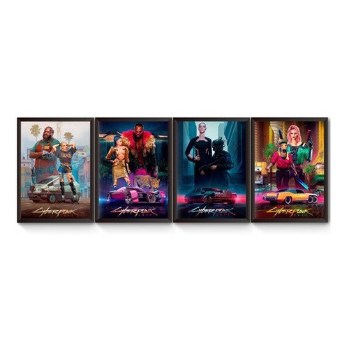 Kit 4 Quadro Cyberpunk 2077 Poster Moldurado | Shopee Brasil