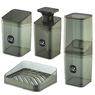 Kit 4 Banheiro Lavabo Sabonete Escova Algodão PRETO Premium