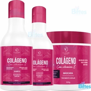 Kit Capilar Colágeno Via Charm Cosméticos Tratamento Capilar Fios hidratação profissional