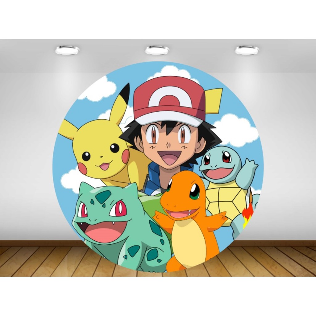 Painel de festa redondo Pokémon Decoração Pikachu | Shopee Brasil
