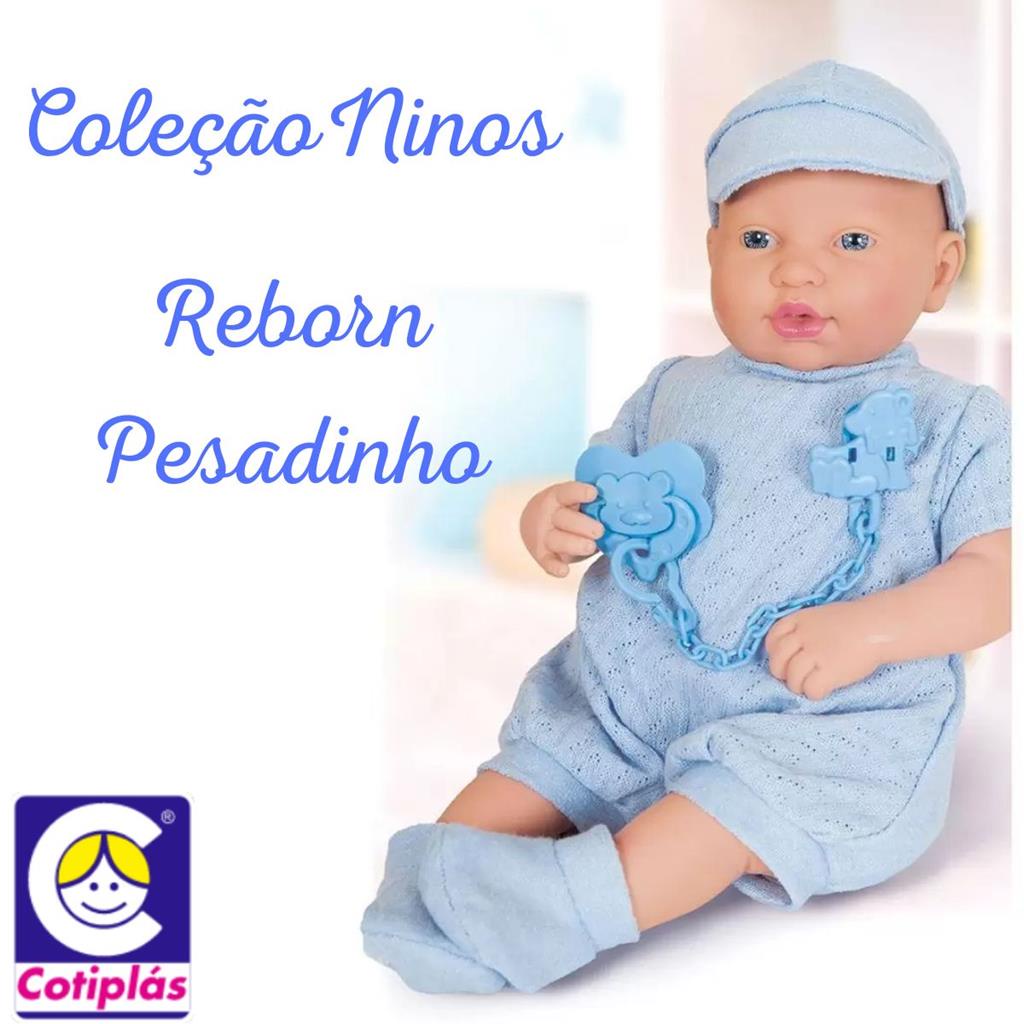 Coleção Ninos - Boneca Bebê Reborn Boca Aberta 50 Cm - Cotiplás 2211