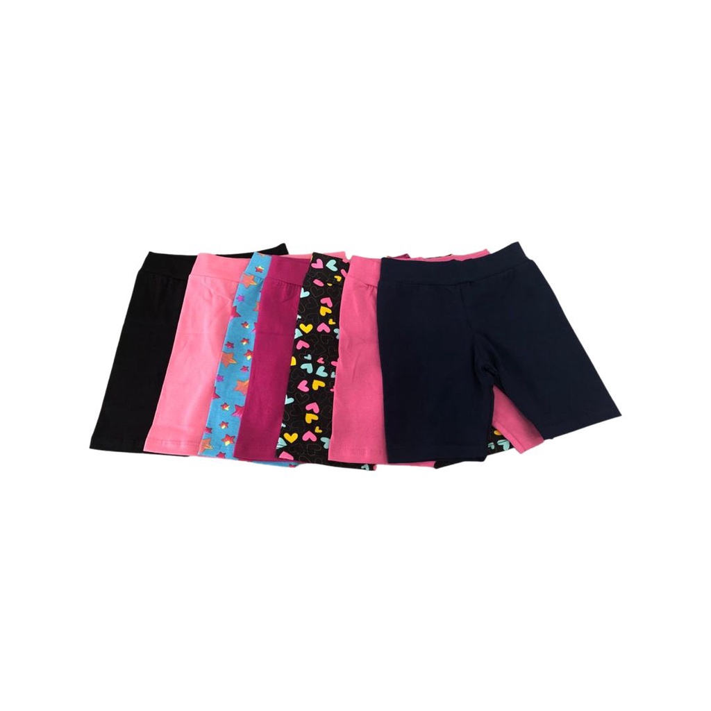 Kit 5 Shorts Legging - Tamanhos 4, 6, 8 Em Cotton Para Meninas