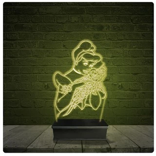 Led Luminária Acrílico Abajur - Disney Princesa Cinderela 21
