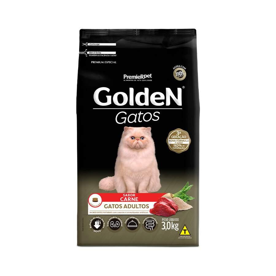 Ração Golden Para Gatos Adultos Sabor Carne 3Kg