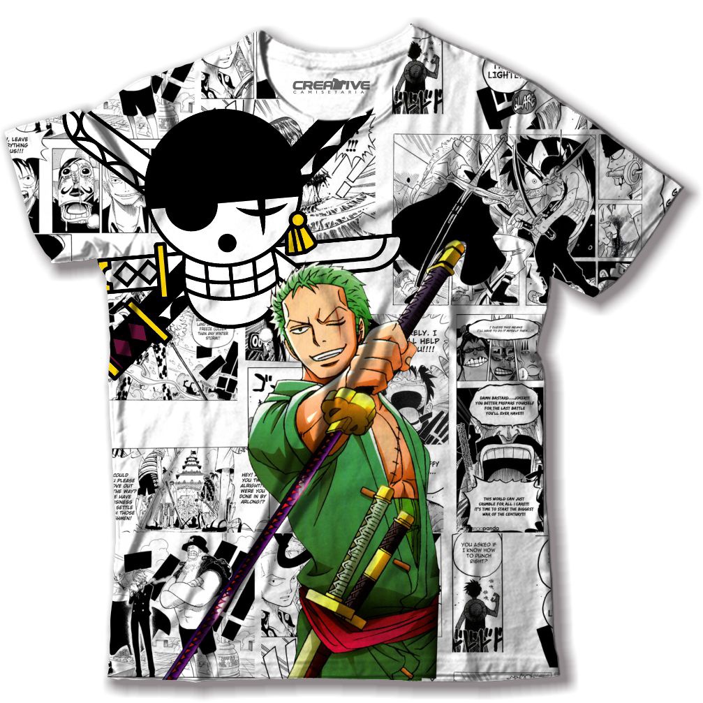 Camisa Camiseta Impressão 3D Full One Piece Anime Personagem Ace