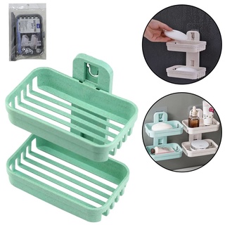 Saboneteira De Parede De Plastico Duplo Retangular Com Autoadesivo Fwb