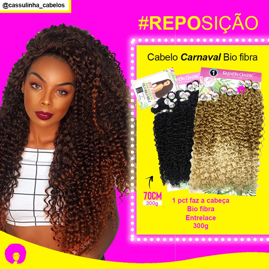 Cabelo Cacheado CARNAVAL - Bio fibra 70cm - Fashion Classic Entrelace