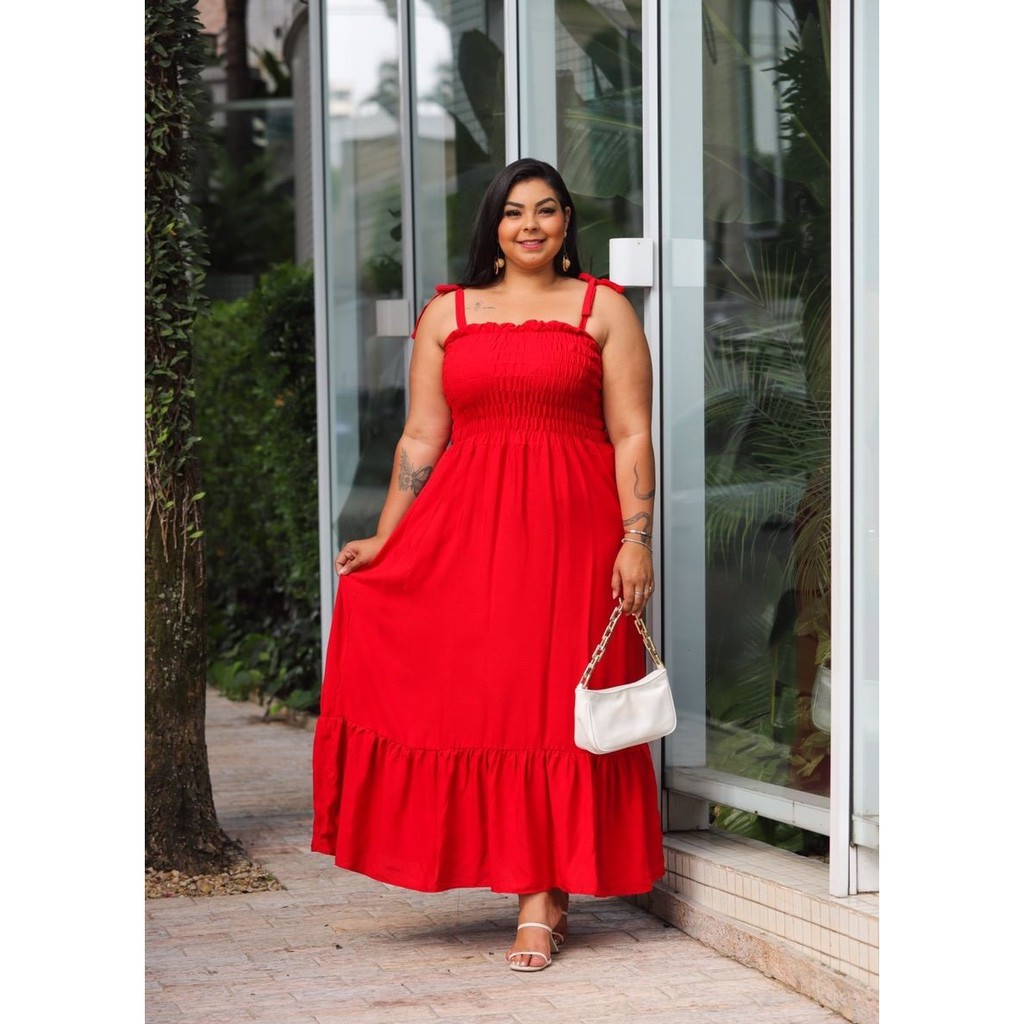 Vestido Longo Plus Size Alça Busto em Lastéx Glamour Shopee Brasil