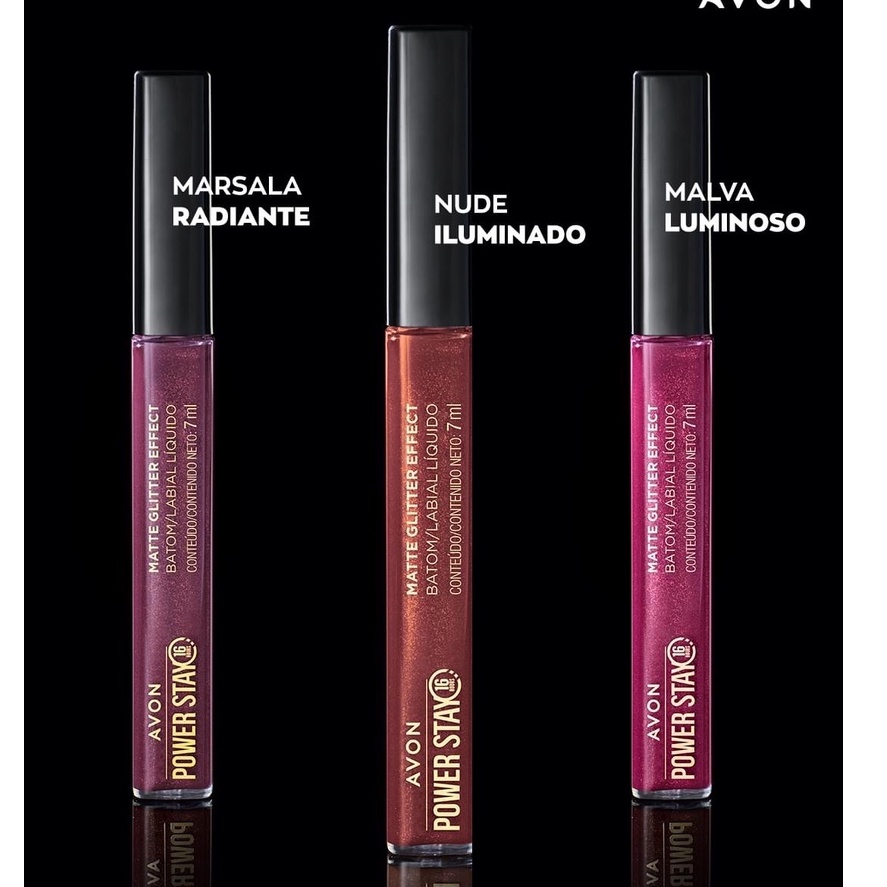 Batom Líquido Matte Glitter Effect Avon Power Stay 7 ml (ESCOLHA O SEU