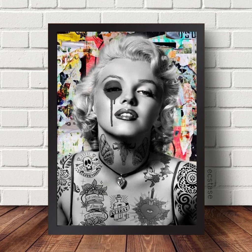 Quadro decorativo 1 peça 20x30 Marilyn Monroe Diva Arte Grafite para ...