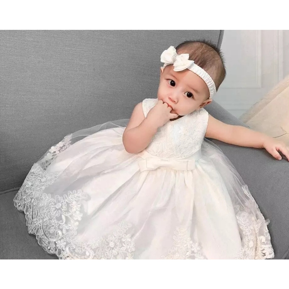 Vestido batizado store bebe 1 ano