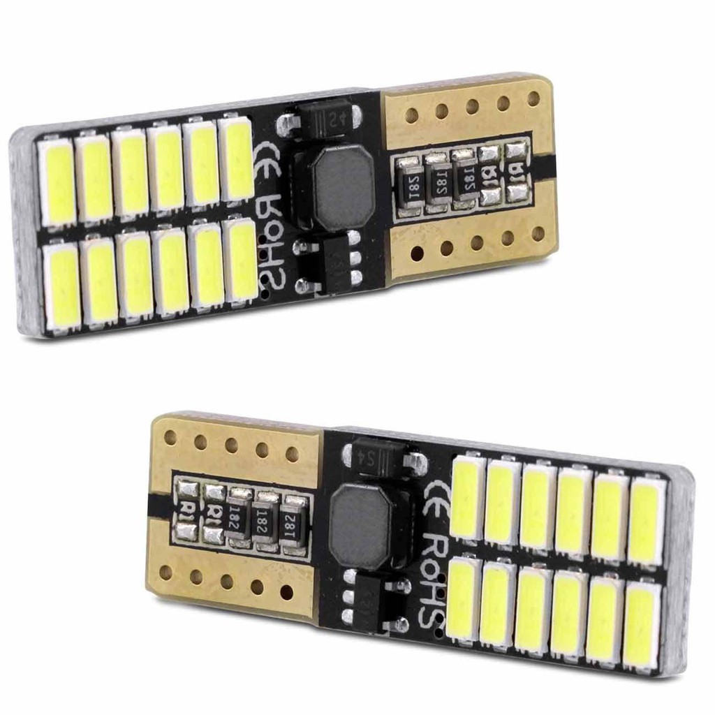 Kit Par De Lampadas Super Led Premium Pingo T W W Leds Smd Cambus Para Farolete Meia