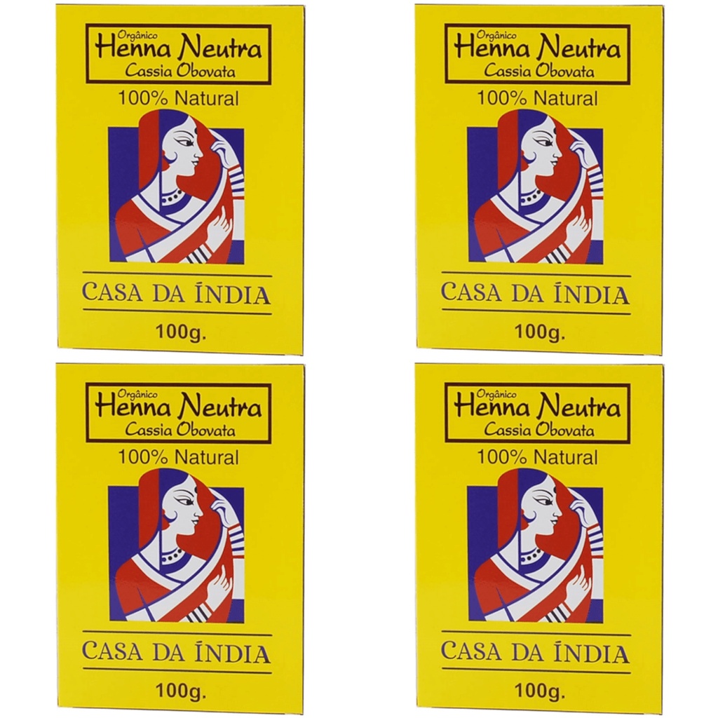 Kit 4 Henna Po Neutra Cassia Obovata Casa da India | Shopee Brasil