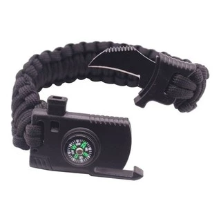 Pulseira Bracelete Paracord Masculino, Tático, Militar, 6x1 F. PRETA