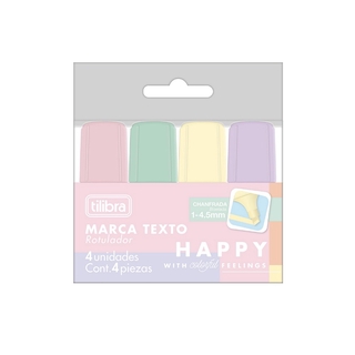 Marca Texto Mini Happy TILIBRA c/ 4 Cores