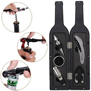 Saca Rolhas Abridor Kit com Acessórios Dosador Salva Gotas Cortador Estojo Garrafa 155-X Lorben