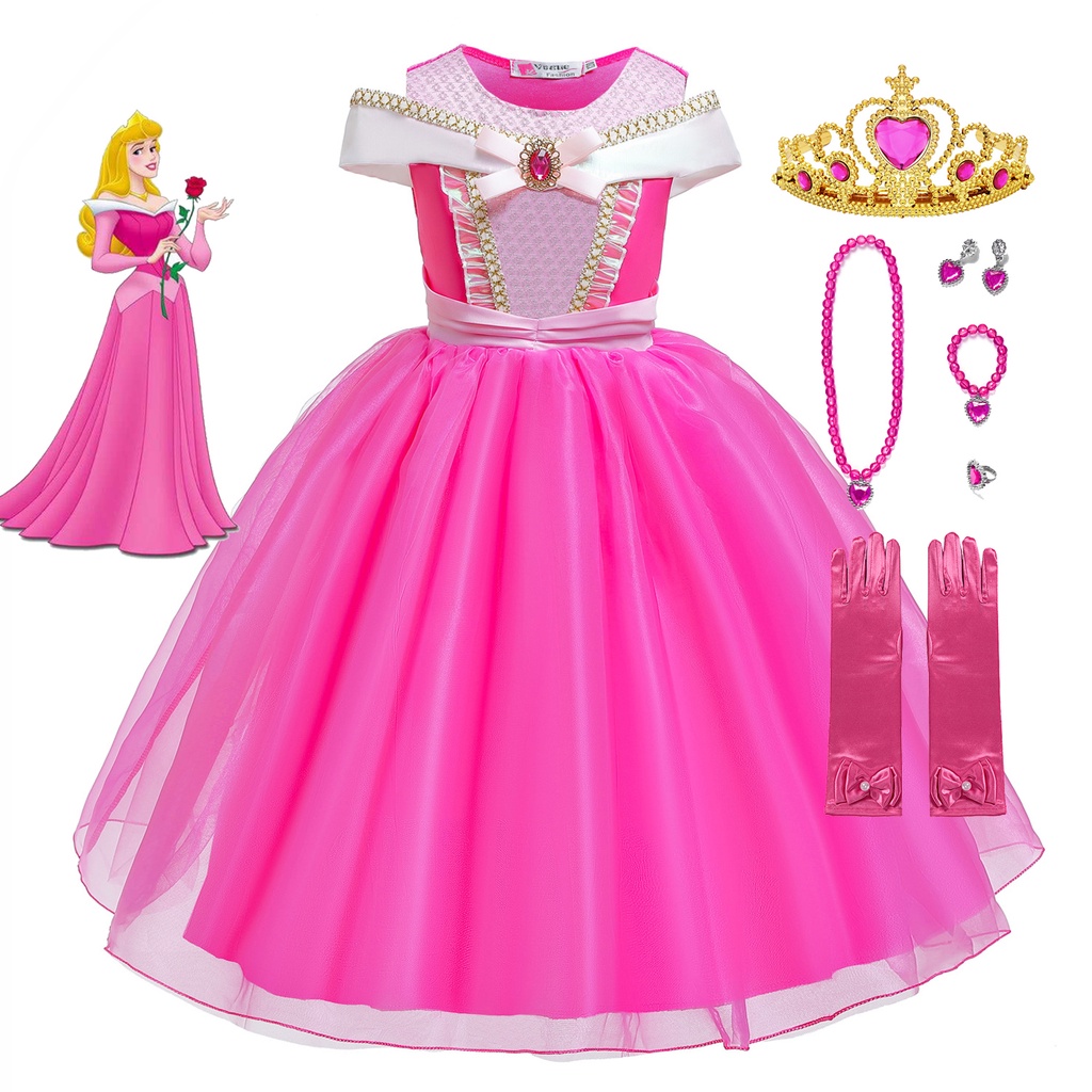 Bela Adormecida Aurora Princesa Crianças Vestido Disney Traje Da Cosplay Festa De Aniversário