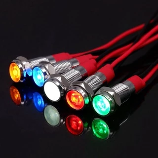 1pcs 6mm Led Indicador De Metal Luz De Advertência Da Lâmpada De Sinal Piloto À Prova D 'Água 6v 5v12v 24v 220v Com Fio Vermelho Amarelo Azul Verde Branco