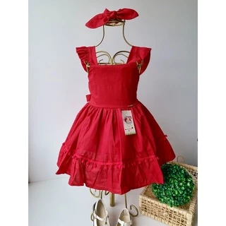 Vestido Infantil Vermelho Branco Natal Menina Bebe Pompom