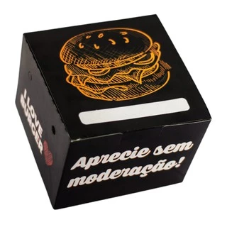Caixa Box Hambúrguer Artesanal Preta - 50 Unidades