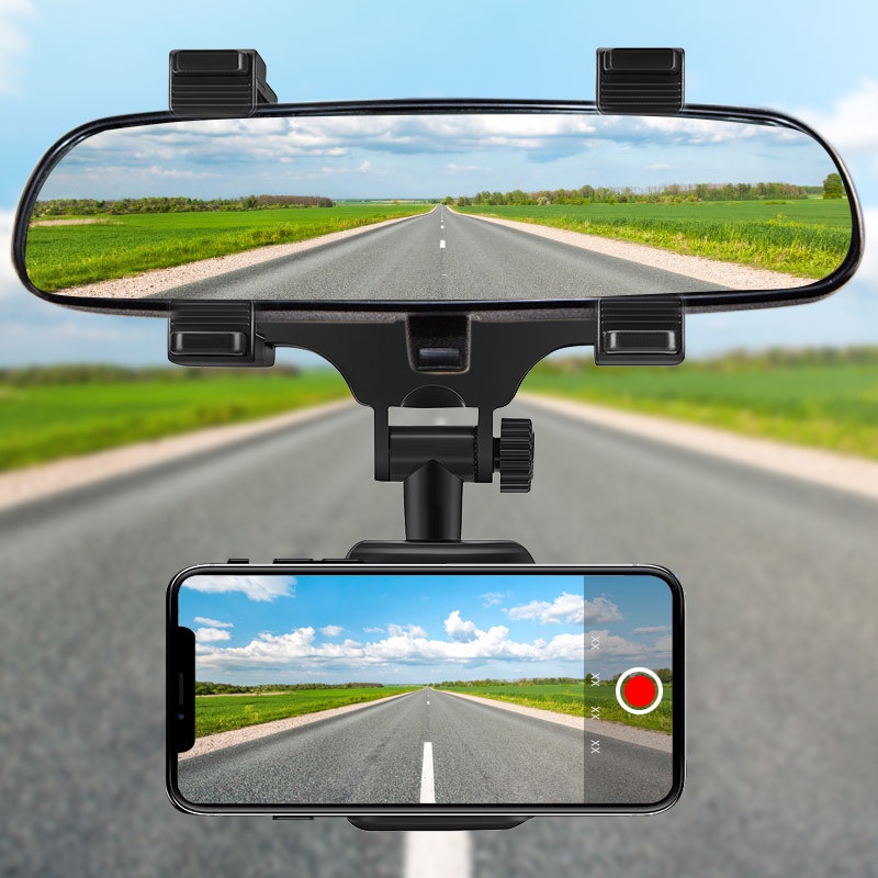 Suporte Veicular Para Celular Universal Com Fixação No Retrovisor Do Carro Rotação 360°