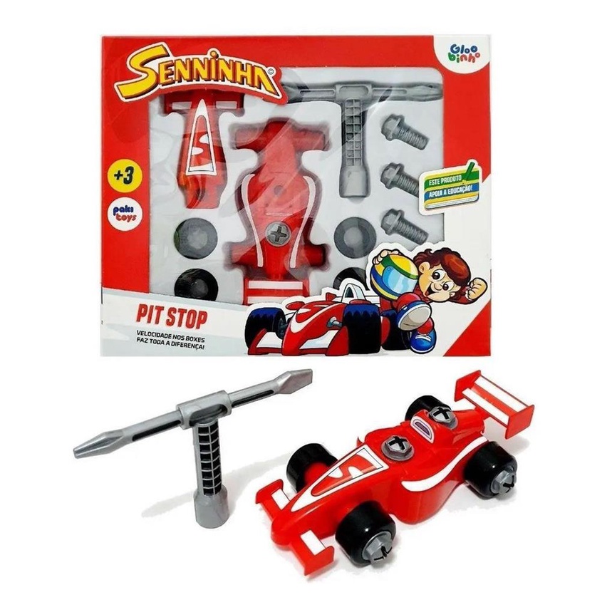 Carrinho de Corrida Senninha Pit Stop e Ferramentas 14 Peças Paki Toys