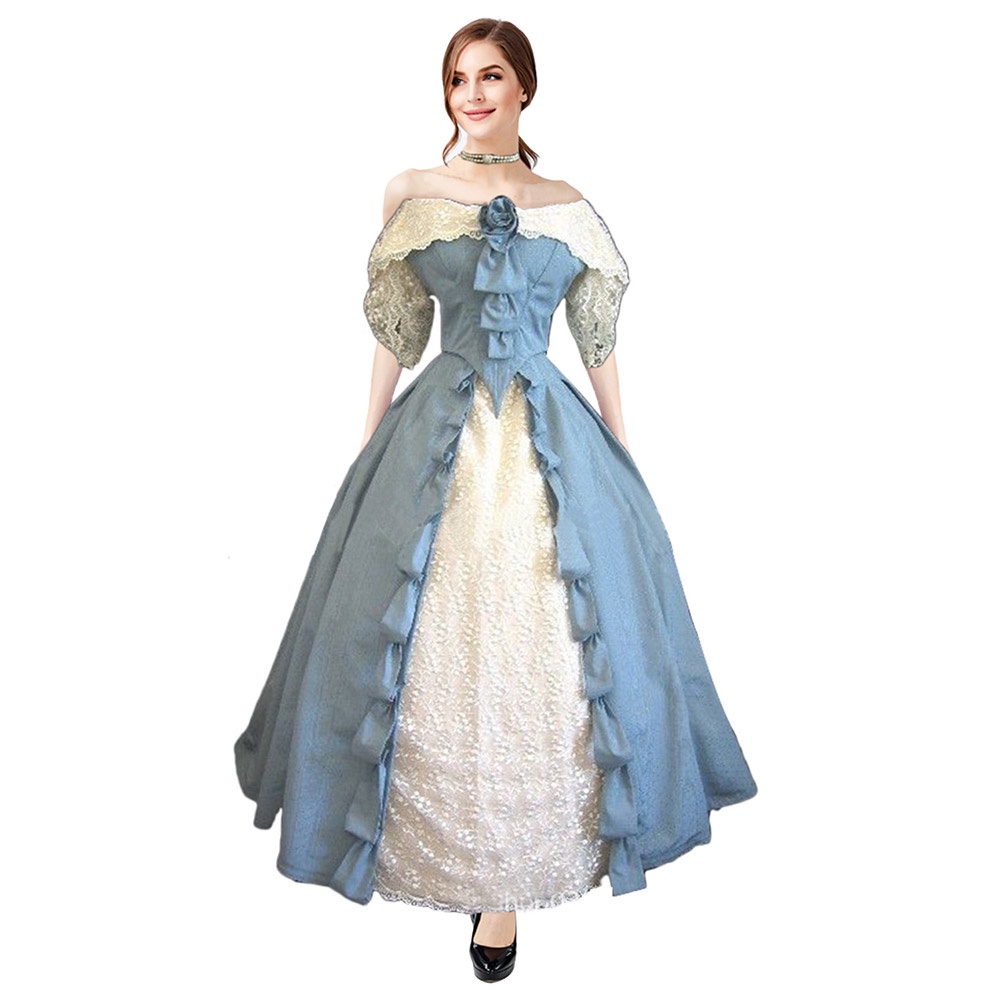 Vestido De Noche De Princesa De La Guerra Civil, Traje Azul Victoriano,  Elegante, Vintage, Gótico, De Fantasía, De Los Años 1860