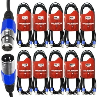 Kit 10 Cabo Microfone Xlr Canon Balanceado Macho Femea 5m Metros Mxt