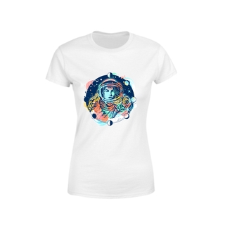 Blusa Feminina Manga Curta Astronauta Menina