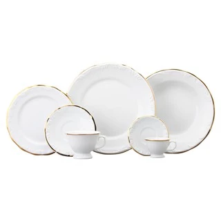 Jogo de Jantar LUXO 42 Peças Pomerode Ouro Porcelana Schmidt P/ 6 Pessoas