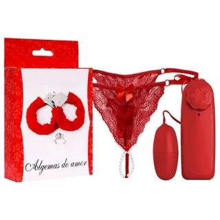 KIT NINFA - Bullet Vibrador + Algemas + Calcinha Tailandesa - SEXY SHOP
