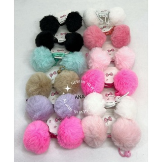 Cartela com 12 Kit de Prendedor Pom Pom Fofo Bola Pom Pom Scrunchies Elástico Rabo De Cavalo