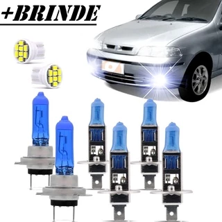 Kit Lâmpadas Palio/Siena/Strada G2 2000 até 2007 Super Brancas Farol H7 H1 Milha H1 8500k 55w