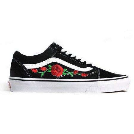 T nis Vns Old Skool Preto Bordado Rosas PROMOCAO