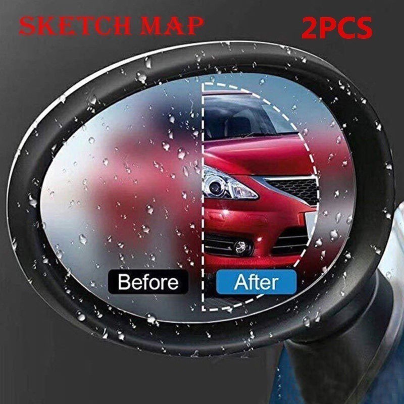 Frete Grátis 2 Pçs Filme Protetor Para Espelho Retrovisor De Carro Antiembaçamento Oval Azul