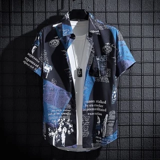 Camisa Masculina De Manga Curta Com Estampa De Graffiti .