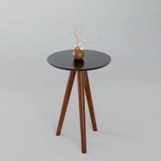 Mesa de Apoio / Lateral ou Centro Retrô 28cm/33cm/38cm/50cm/55cm/60cm Redonda com Pés Palito PRETA
