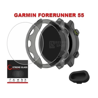 Kit Capa Case Para Garmin Forerunner 55 Fr55 + Pelicula De Vidro e tampa plug usb