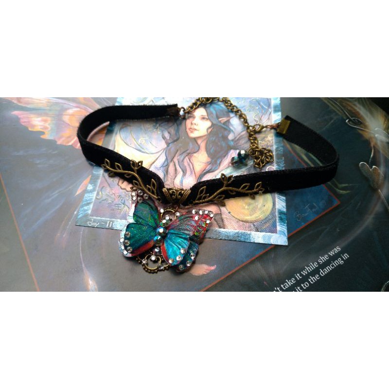 colar asas de fada morpho azul borboleta