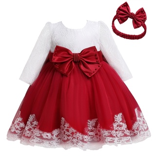 Vestido De Bebê Para A Menina De Manga Comprida Branco Vestidos De Batismo  Do Aniversário Da Criança Lace Batizado 1 Ano