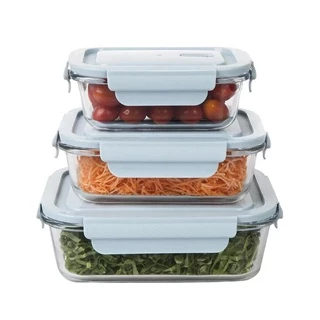Conjunto De Potes De Vidro Com Tampa Hermética 3 Peças Cozinha