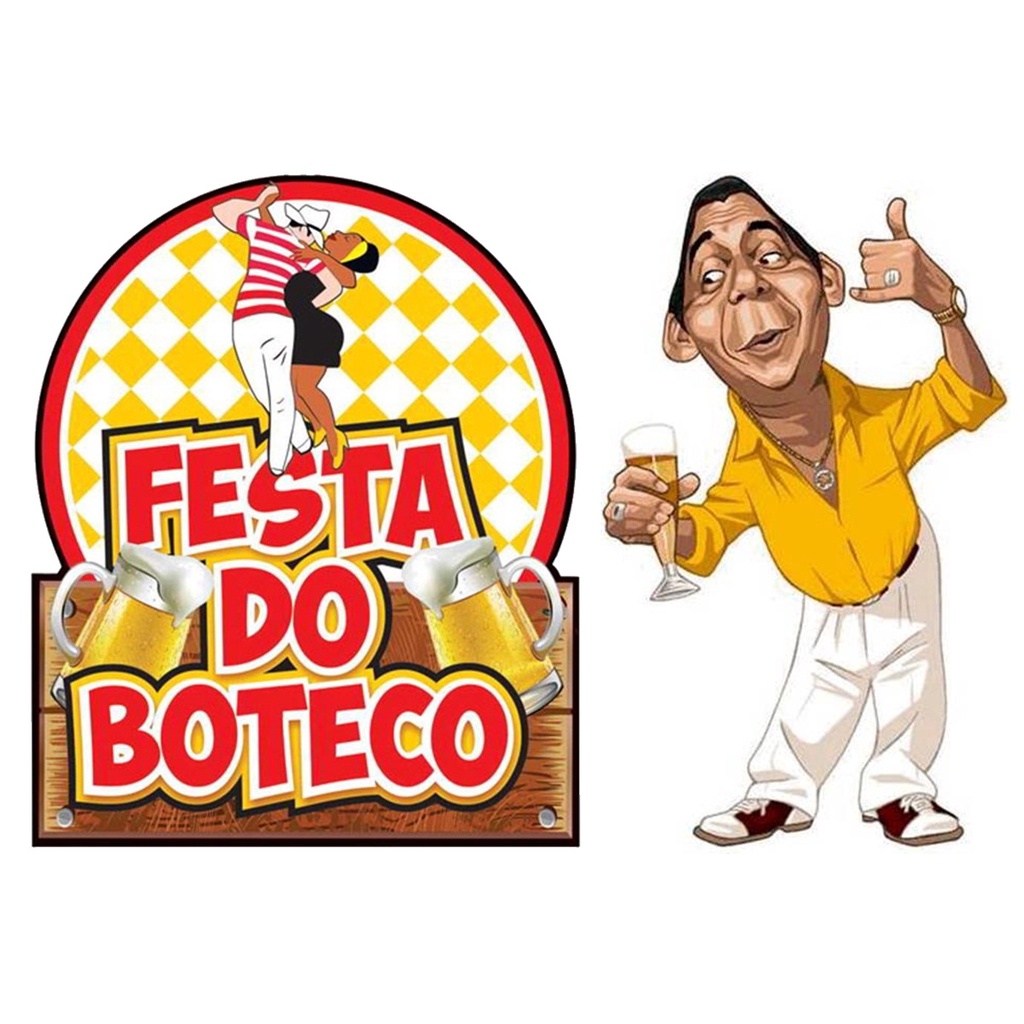 Boteco decoração de festa 4 displays de 20 cm Mdf