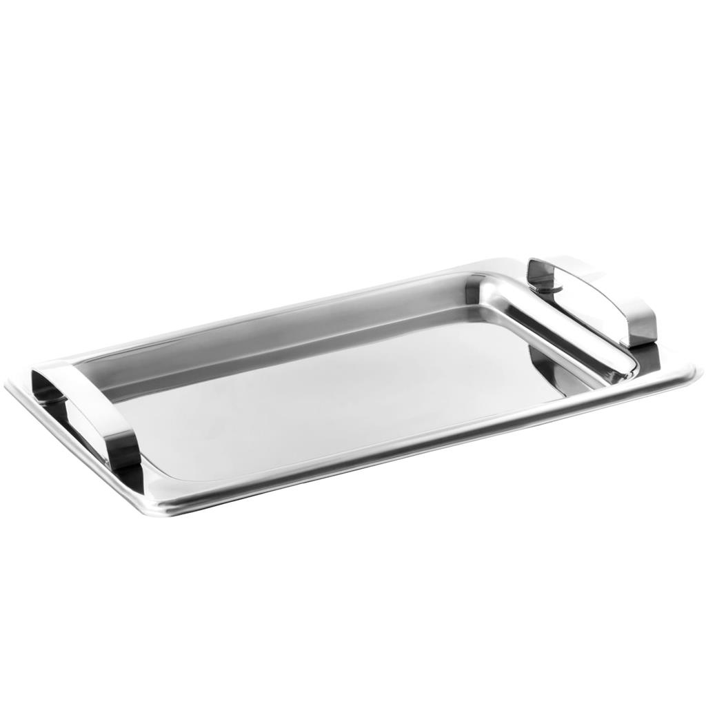 Bandeja Retangular Em Aco Inox Servir Cafe Cha 36cm Com Alca - Mimo ...
