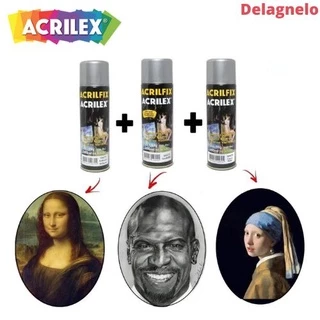 Kit com 3 Unidades: Verniz Acrilfix Spray Brilhante + Semi Brilho + Fosco Fixador 300ml ( 1 Unidade de cada)