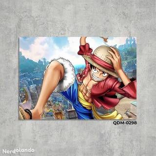Luffy Rebaixado. One Piece. Quadro decorativo de anime em MDF