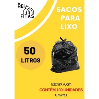 Sacola de lixo Preto 50 Litros 100 Unidades Mega Reforçado