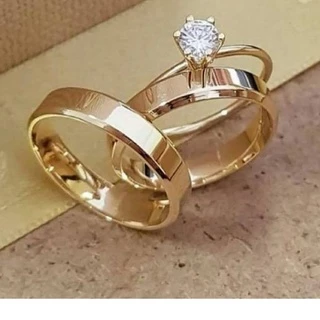 Par de alianças Casamento e Noivado Chanfrado Moedas Antigas Banhado 18k Oferta relâmpago