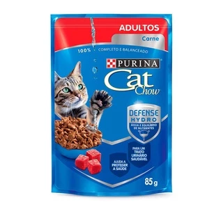 Ração Úmida Sachê Cat Chow Gatos Adultos Carne Ao Molho 85g